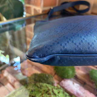 GUCCI Blue Diamante Leather Messenger Bag