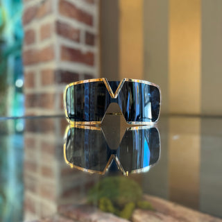 VALENTINO V-Romask Black/Gold Metal Visor Sunglasses
