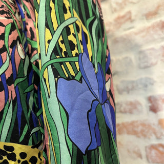 GUCCI Feline Flora Multicolor Silk Printed Blouse SZ42 Pants Set