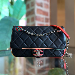 CHANEL Flap Small Black Multicolor Lambskin Plexiglass Quilted Cuba Color Shoulder Bag