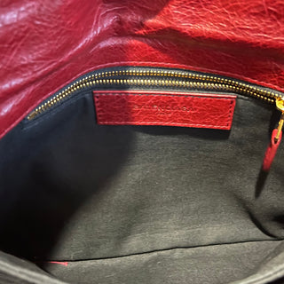 BALENCIAGA Giant 12 Motocross Maroon Lambskin Envelope Clutch with Strap