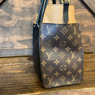 LOUIS VUITTON On My Side MM Noir & Brown Calfskin Leather 2-Way Tote Bag