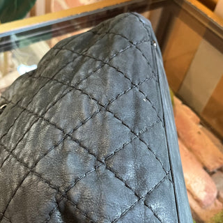 CHANEL Just Mademoiselle Large Black Iridescent Quilted Leather Tote Bag