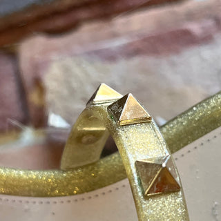 VALENTINO Gold Glitter Rockstud Jelly Sandals SZ 36 (US 6)