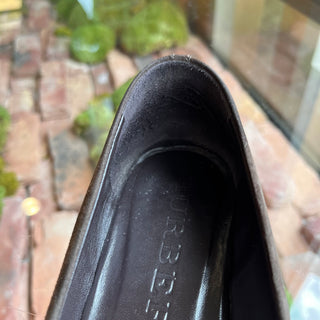 BURBERRY Brown Suede Haymarket Cap Toe Flats SZ37.5(7.5US)