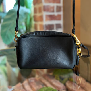 PRADA Camera Black Saffiano Leather Zip Crossbody