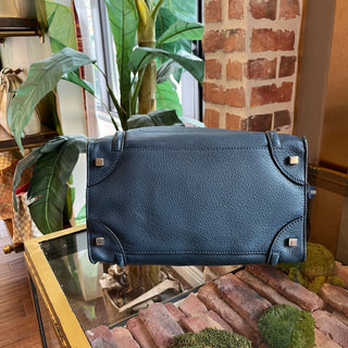 CELINE Luggage Mini Navy Blue Drummed Calfskin Leather Tote