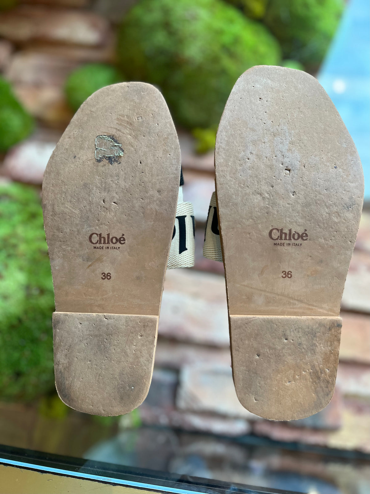 CHLOE Woody Flat Sandal Mules SZ 36