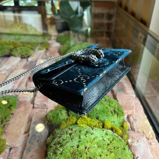 GUCCI Super Mini Dionysus Dark Blue GG Embossed Velvet Shoulder Bag