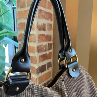 FENDI Trapeze Brown Corduroy Vintage Tote