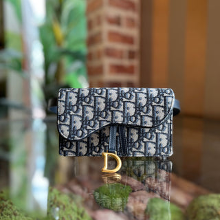 DIOR Saddle Pouch Blue Oblique Canvas Belt Bag