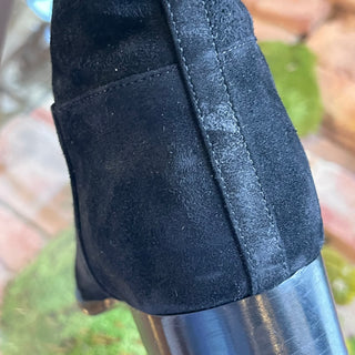 CHANEL Black Leather Suede CC Mid Calf Boots SZ 36.5 (US 6.5)