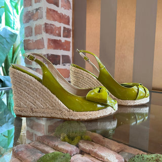 VALENTINO Green Bow Patent Leather Espadrilles SZ 36 (US 6)