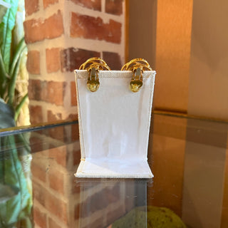 CHANEL Gold Tone Faux Pearl Twist Clip On Earrings