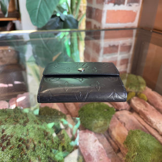 LOUIS VUITTON Elise Gray Matte Vernis Leather Wallet