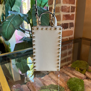 VALENTINO GARAVANI Rockstud Ivory Phone Holder Crossbody