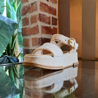 LOUIS VUITTON Maya Beige Platform Sandals SZ 39 (US 9)
