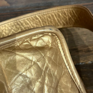 CHANEL Vintage Gold Aged Calfskin Leather Crossbody Bag