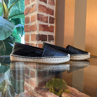 GUCCI Guccissima Black Leather Espadrilles SZ 37.5 (US 7.5)
