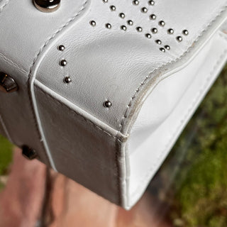 DIOR Lady Dior East West White Calfskin Leather Studded Tote Bag