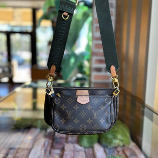LOUIS VUITTON Multi Pochette Accessories Khaki Brown Monogram Coated Canvas Crossbody Bag