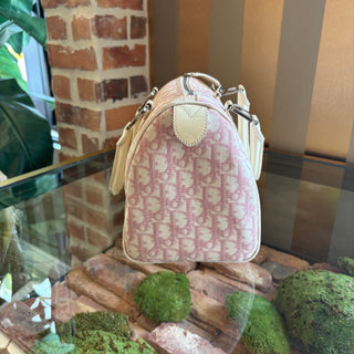 DIOR Rose Clair Coated Canvas Logo Medium Boston Bag