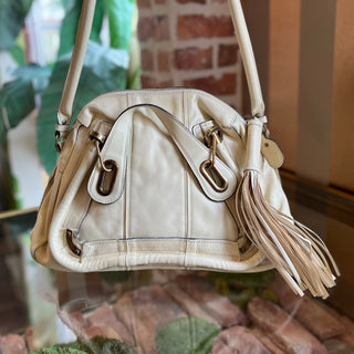 CHLOE Paraty Medium White Leather Top Handle Bag