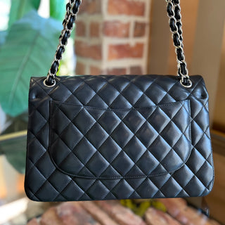 CHANEL Classic Jumbo Double Flap Black Quilted Lambskin Shoulder Bag