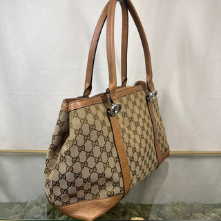 GUCCI GG Supreme Twins Medium Brown Tote