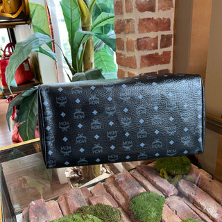 MCM Black Visetos Monogram Canvas Satchel Duffel