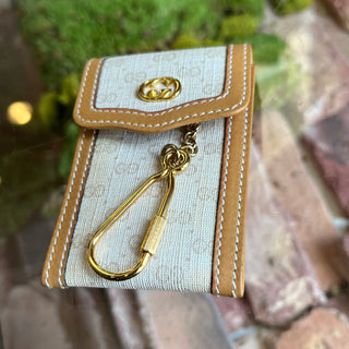 GUCCI Vintage White GG Logo Key Holder Pouch