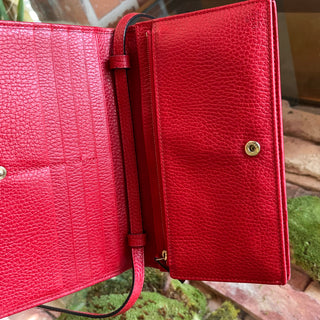 GUCCI Swing Red Dollar Calfskin Wallet On Strap Crossbody Bag