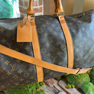 LOUIS VUITTON Keepall Bandouliere 55 Monogram Brown Canvas Duffel