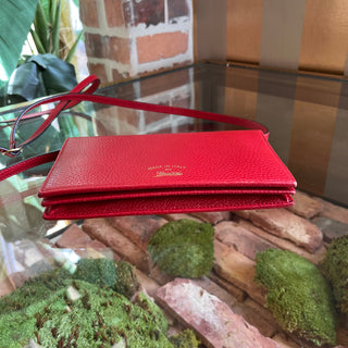 GUCCI Swing Red Dollar Calfskin Wallet On Strap Crossbody Bag