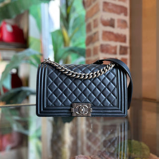 CHANEL Medium Boy Black Quilted Calfskin Leather Shoulder Bag