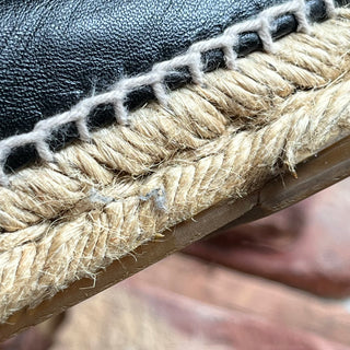 CHANEL CC Black Leather Espadrilles SZ 36 (US 6)