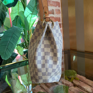 LOUIS VUITTON Graceful PM White Damier Azur Canvas Hobo Bag