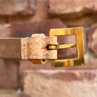DOLCE&GABBANA Pink Leather Vintage Gold Tone Metal Chain Belt