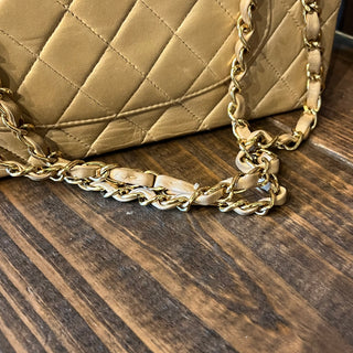 CHANEL Classic Double Flap Medium Beige Quilted Lambskin Vintage Shoulder Bag