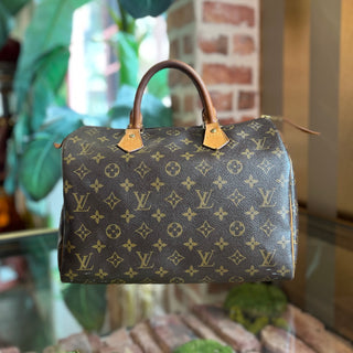 LOUIS VUITTON Speedy 30 Brown Monogram Canvas Satchel Bag