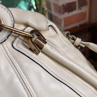 CHLOE Paraty Medium White Leather Top Handle Bag