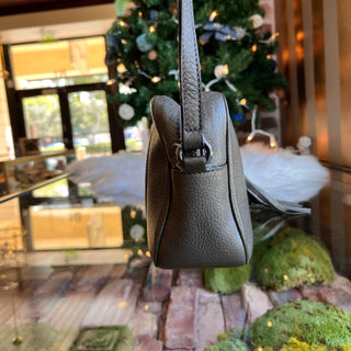 GUCCI Soho Disco Small Pewter Pebbled Leather Shoulder Bag