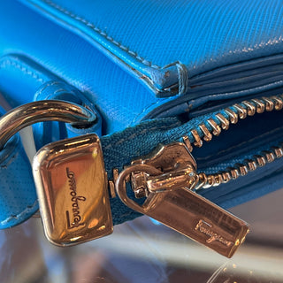 SALVATORE FERRAGAMO Vara Tracy Blue Satchel Shoulder Bag