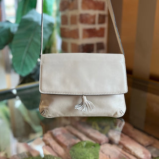 BOTTEGA VENETA Vintage White Leather Tassel Crossbody Bag