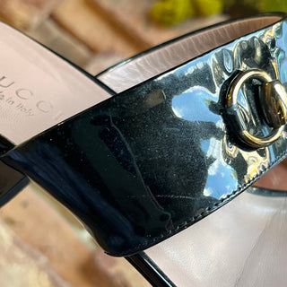 GUCCI Black Patent Leather Horsebit Sandals SZ 36 (US 6)