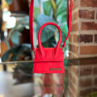 JACQUEMUS Le Chiquito Red Rubberized Calfskin Leather Top Handle