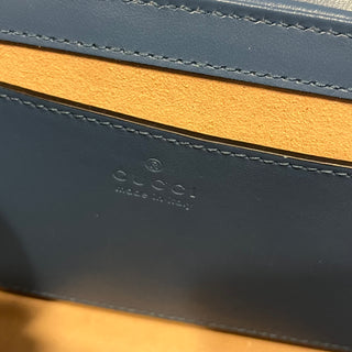 GUCCI GG Marmont Flap Small Blue Mixed Matelasse Leather Shoulder Bag