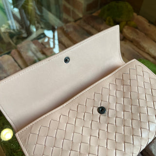 BOTTEGA VENETA Pink Intreccciato Woven Wallet