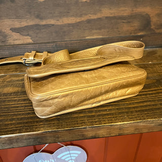 CHANEL Vintage Gold Aged Calfskin Leather Crossbody Bag