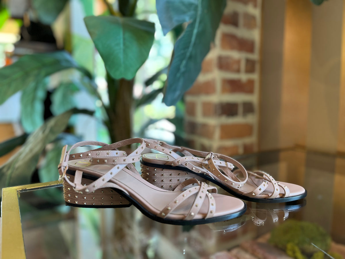 VALENTINO Nude Strappy Wedges Sandals Size 39.5